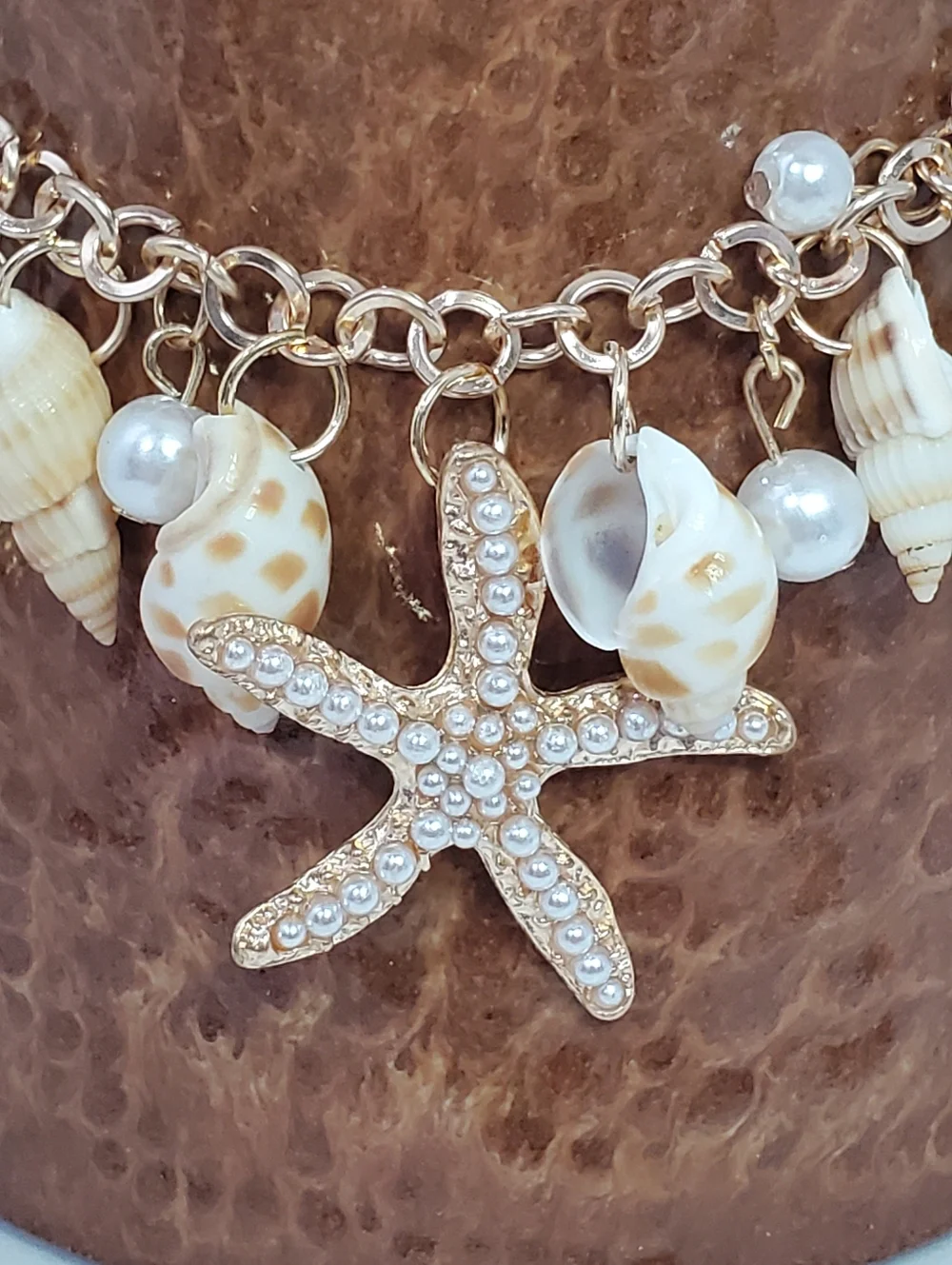 Starfish Ankle Bracelet Genuine Shells Lightweight Costume Jewlery